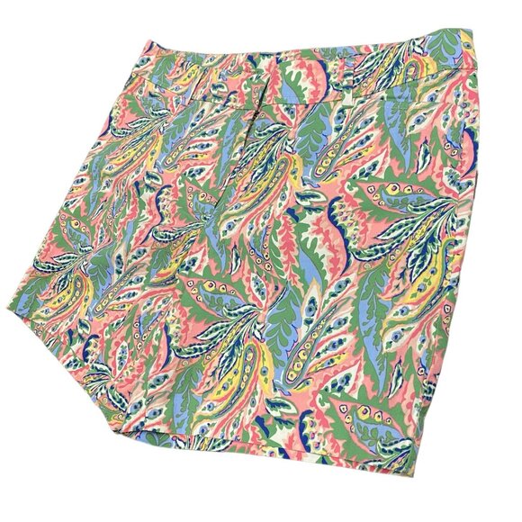 Talbots Womens 12 Petite Perfect Short Chino Botanical Paisley Pockets Stretch - Picture 6 of 15